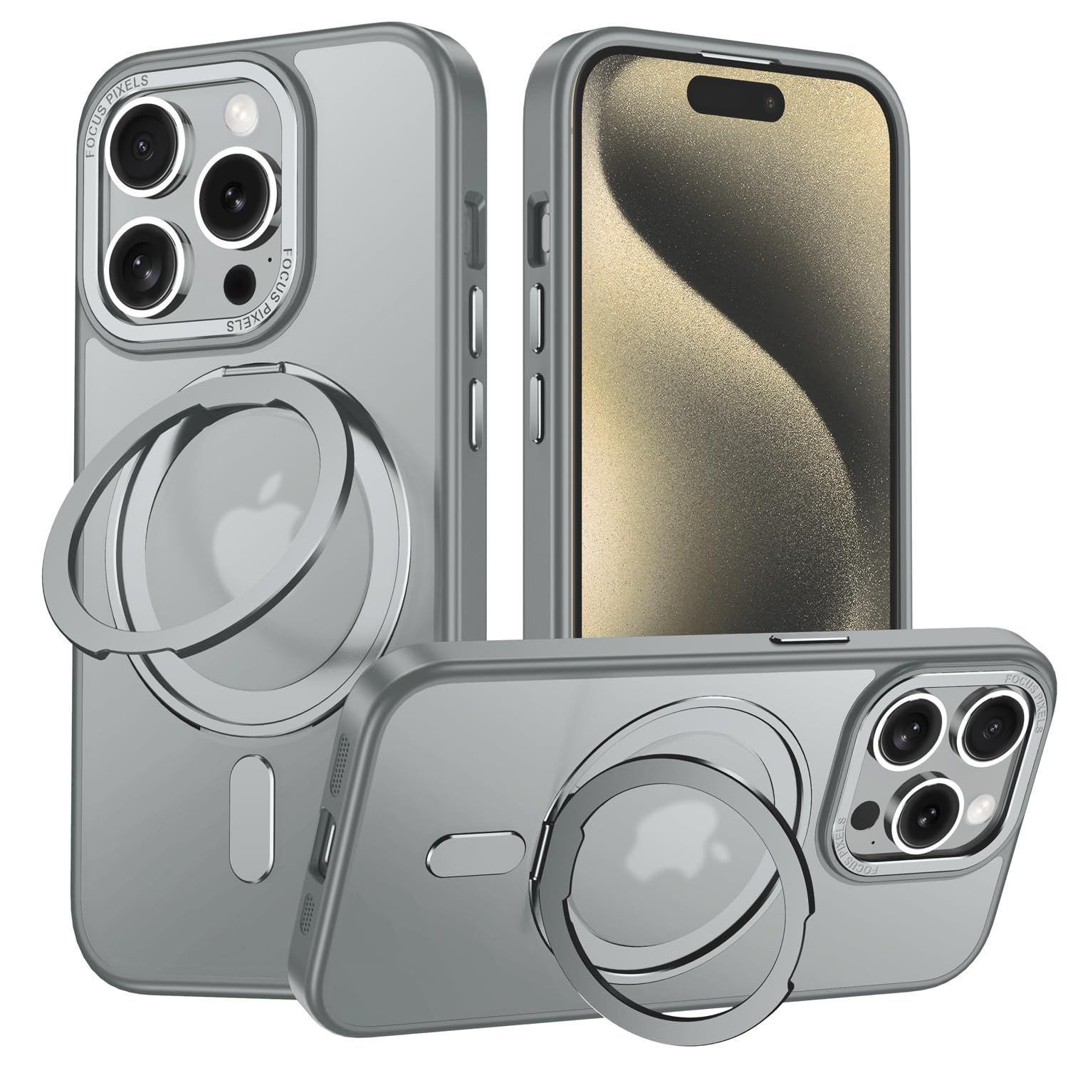【新着商品】iPhone 15 Plus 用 ケース Magsafe対応 アイフォン15プラス カバー 360回転スタンド Uovon スマホケース アイホン 15plus 携帯ケース ワイヤレス充電 車載ホルダー対応 ストラップ穴付き 半
