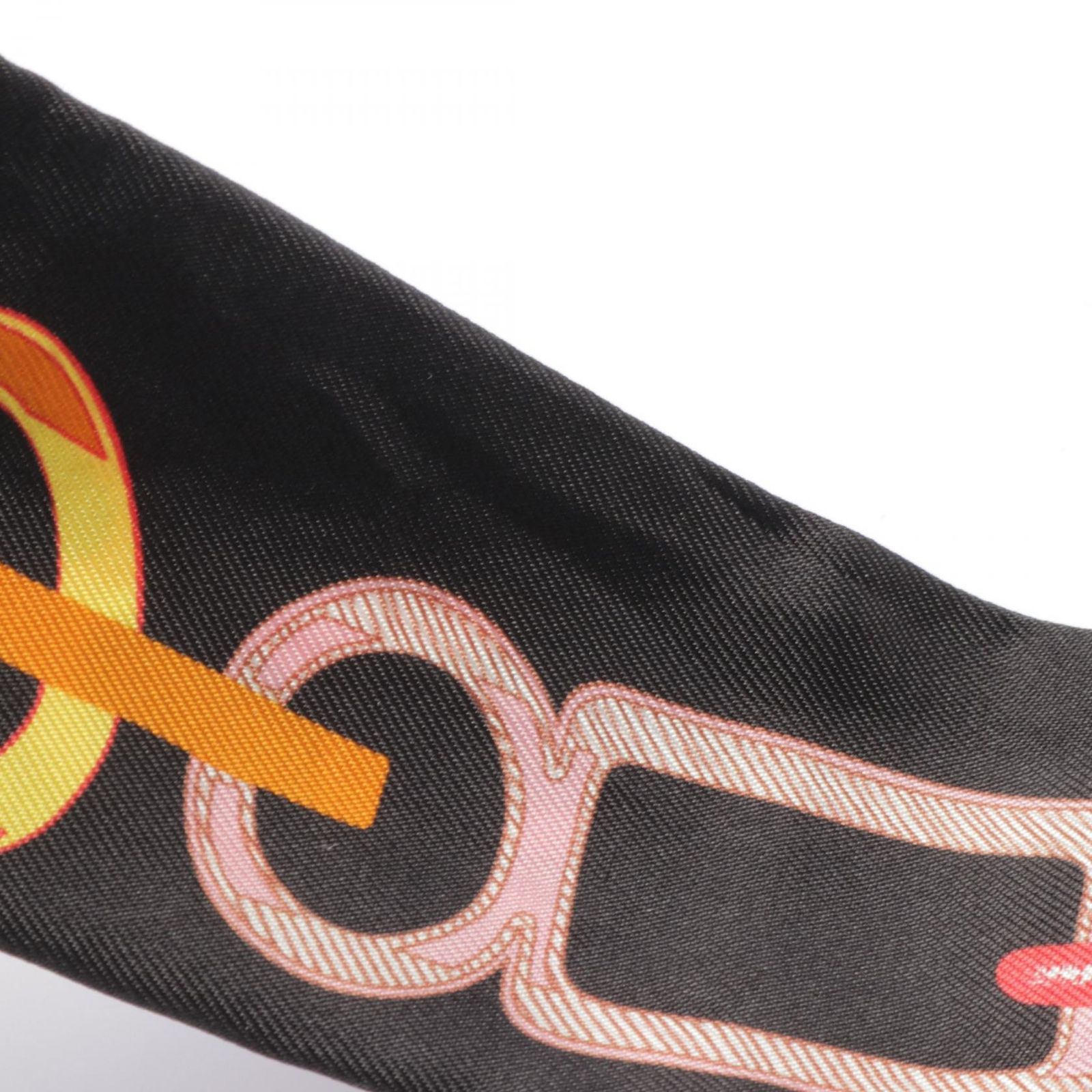 エルメス HERMES スカーフ ツイリー DO RE BOUCLES ブラック シルク