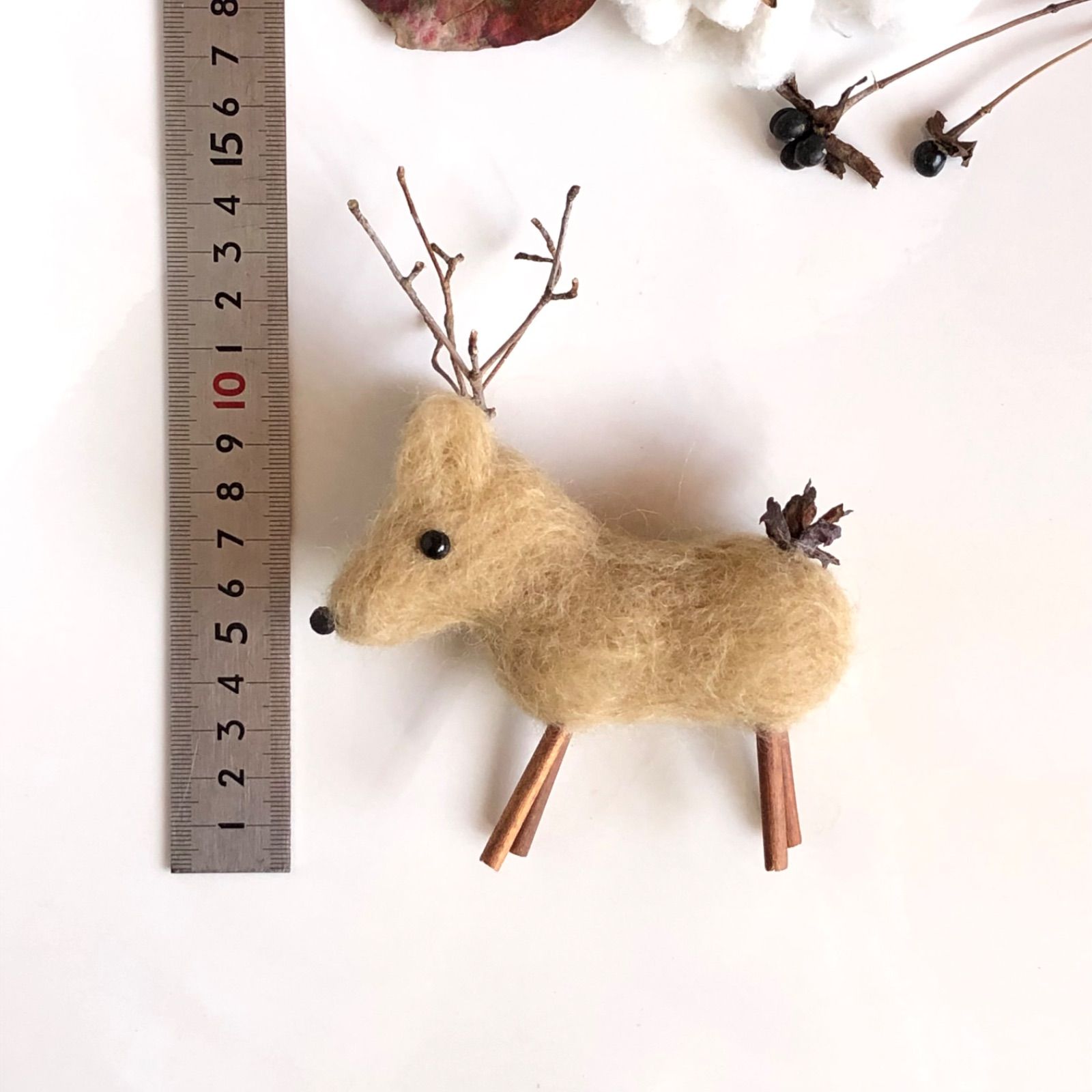 トナカイさん 11cm ＊トナカイ ブラウン 羊毛フェルト クリスマス 