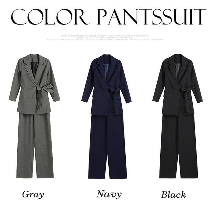 パンツスーツ レディース スーツ レディーススーツ ビジネス パンツ 洗える オフィス 仕事 通勤 入学式 ママスーツ 卒業式 スーツ 母 5点セット スカーフ キャミソール コサージュ おまけ xzdsgqq