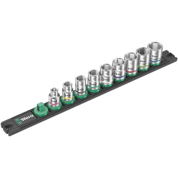 WERA ヴェラ 差込角3|8SQ 収納レール付き 9点組 ソケットレンチセット 8-19入り 005430 工具 ツール DIY 作業工具 道具