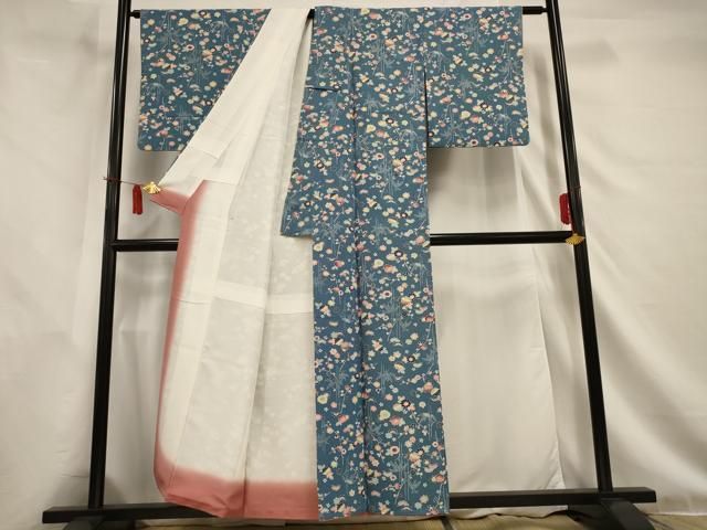 平和屋着物○上質な小紋 花唐草文 やまと誂製 正絹 逸品 AABA7809ph