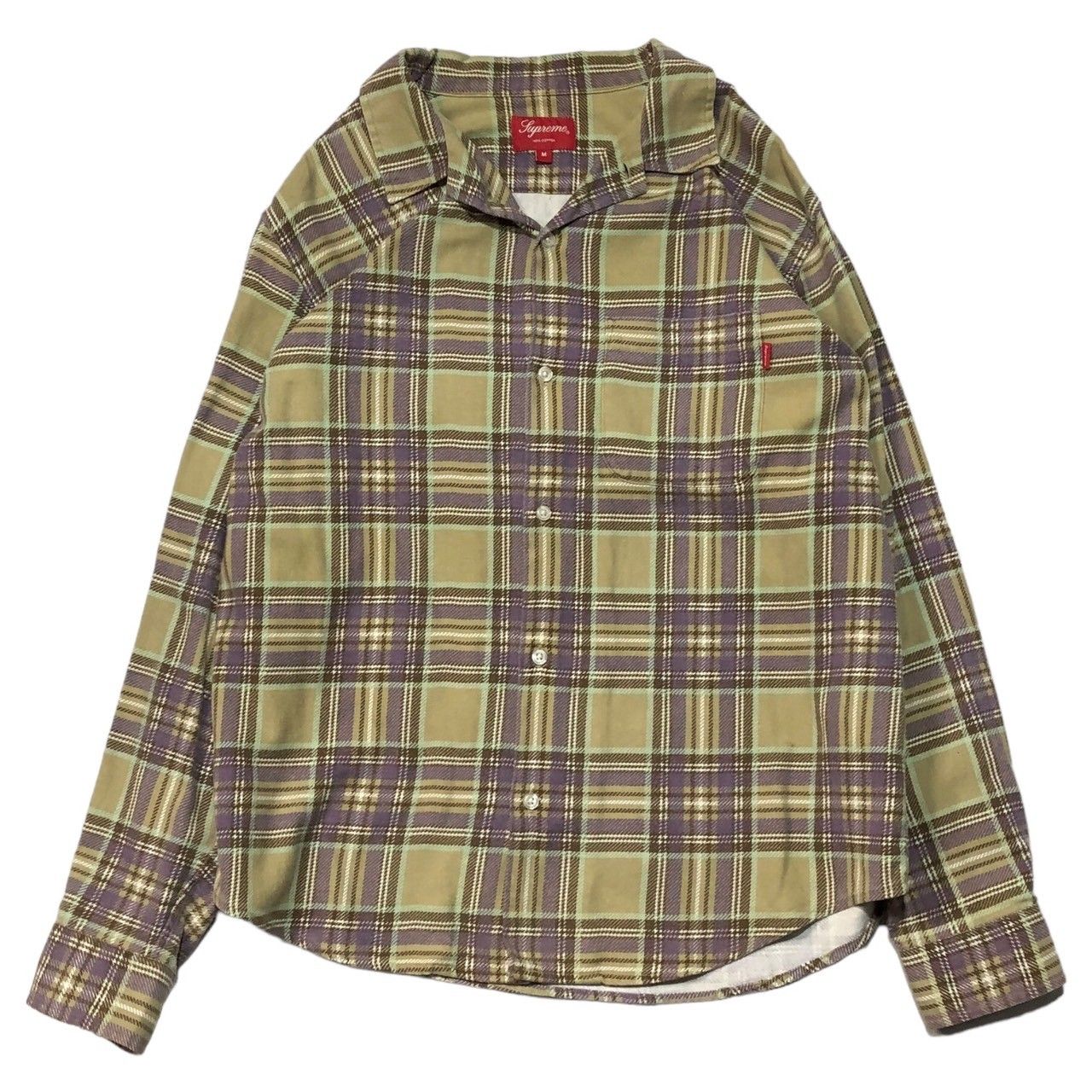 SUPREME(シュプリーム) 20SS Printed Plaid Shirt フランネル チェック シャツ オープンカラー 長袖 M ベージュ×パープル