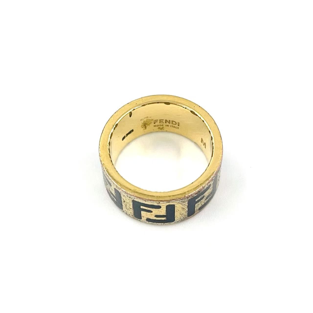 FENDI フォーエバー FFロゴ GP ゴールド×ブラック 指輪 FENDI FENDI フォーエバー FFロゴ GP ゴールド×ブラック 指輪 FENDI