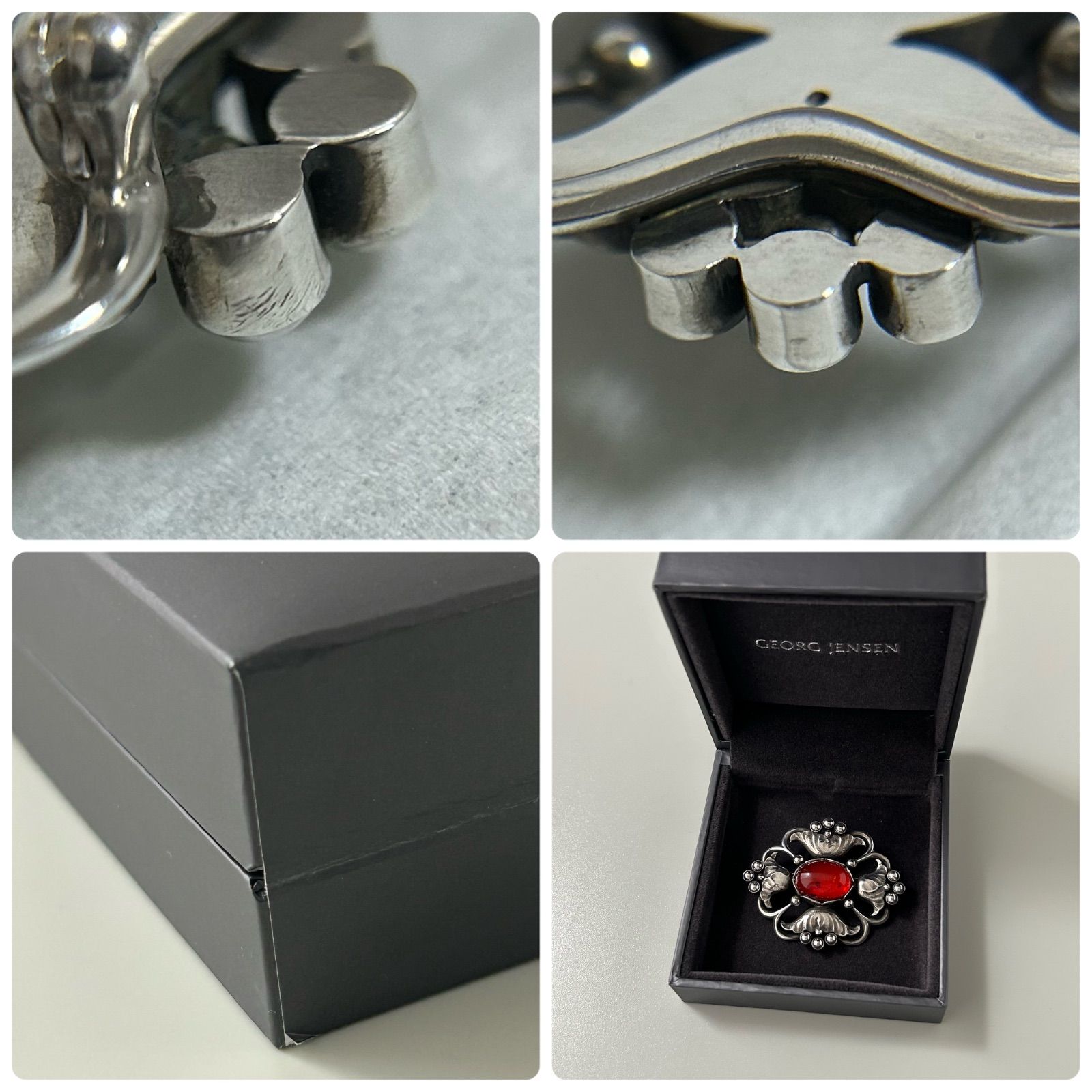 ジョージジェンセン 希少 ブローチ 173 琥珀 AG925 Georg Jensen