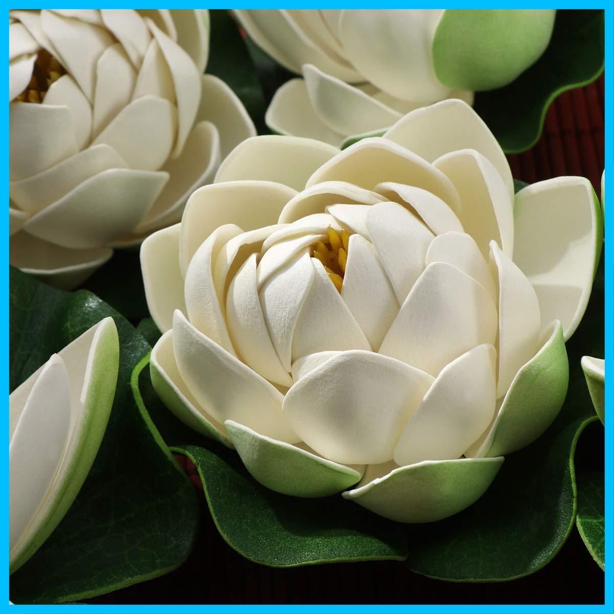 造花 蓮 水槽用 人工蓮 フェイク睡蓮 人工観葉植物 水槽飾り WINOMO 水族館内装 フェイクグリーン 中庭 池を飾り オーナメント 2×18cm 4×10cm 6枚セット