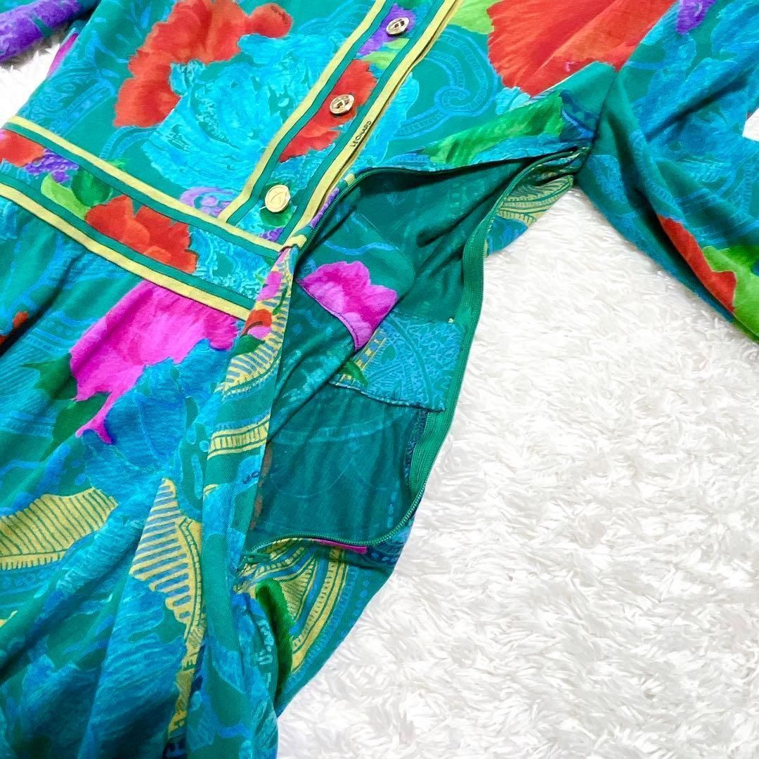 美品✨LEONARD レオナールロングワンピース トリム 花柄 総柄 美品✨LEONARD レオナールロングワンピース トリム 花柄 総柄