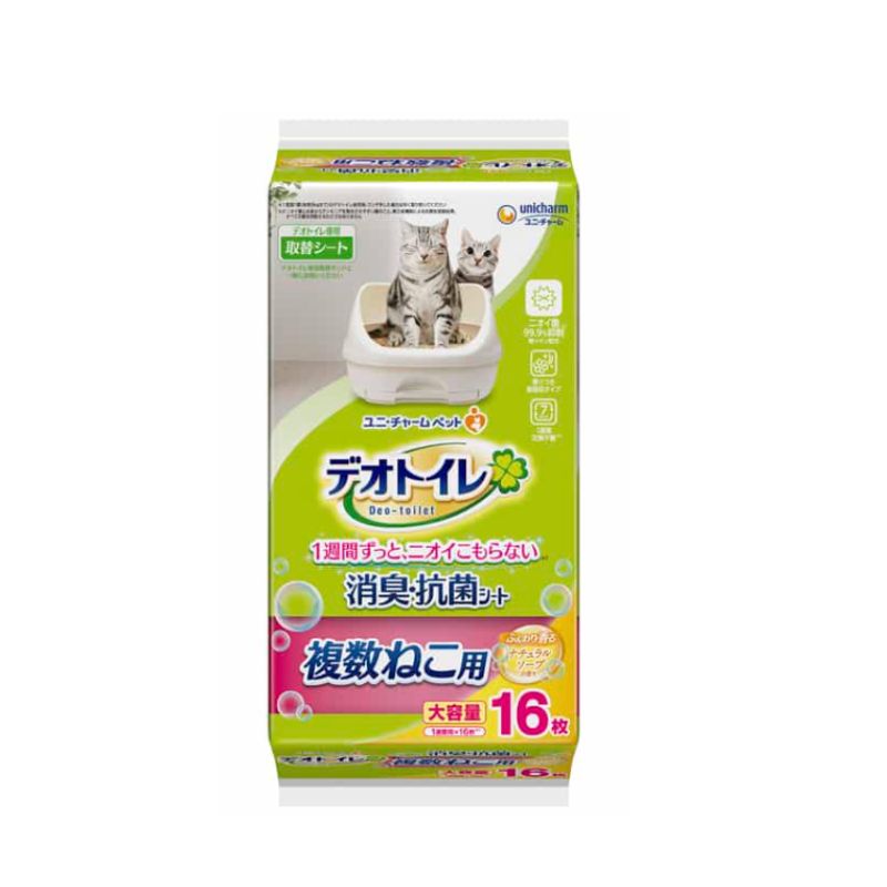 ユニ チャーム デオトイレ複数ねこ用消臭 抗菌シート ナチュラルソープの香り １６枚 12袋セット トイレシート ペットシーツ 猫用品 猫砂 猫トイレ 消臭 多頭飼い 大容量 まとめ買い お徳用