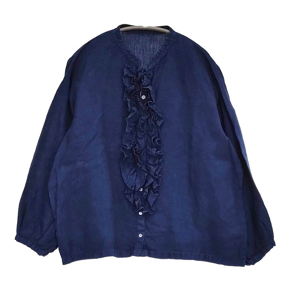 Blue in Green インディゴ染めリネン 高城染工 フリル ブラウス