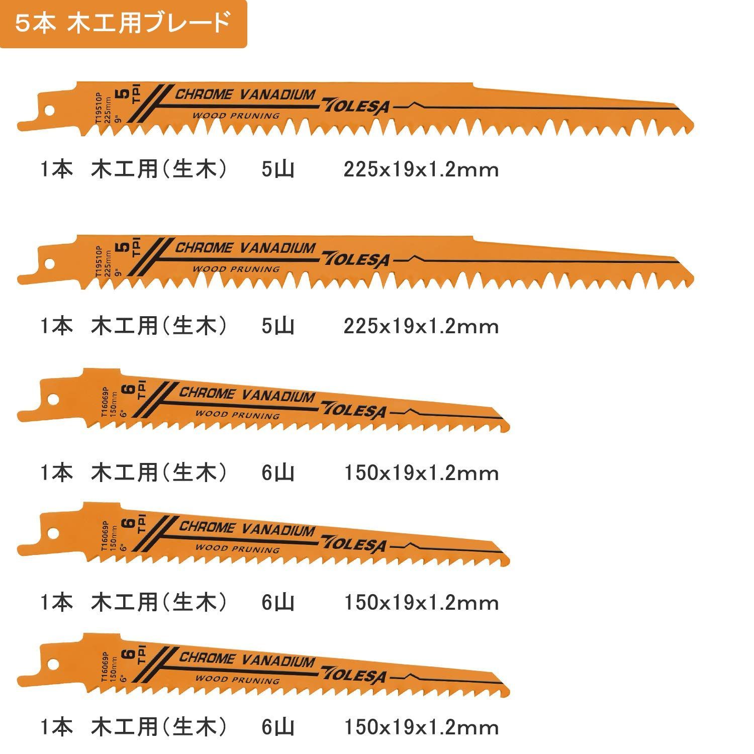 新品・即日発送】電気のこぎり替え刃 10枚入れ セーバーソーブレード 金属切断 木工用 庭木剪定 レシプロソー替刃 TOLESA - メルカリ