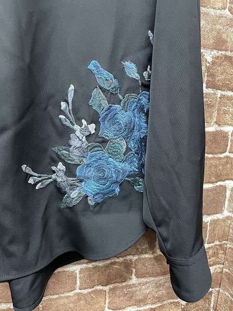 ADO × HARE ローズ刺繍 シャツ 完全受注販売品 ハレ 完全受注販売 Ado HARE UNISEX ローズ刺繍シャツ ユニセックス 黒