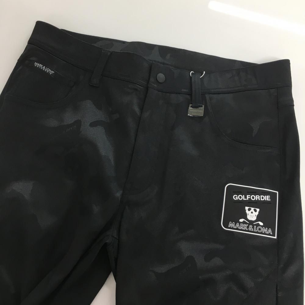 新品】マークアンドロナ パンツ 黒 スカル カモフラ織生地 迷彩