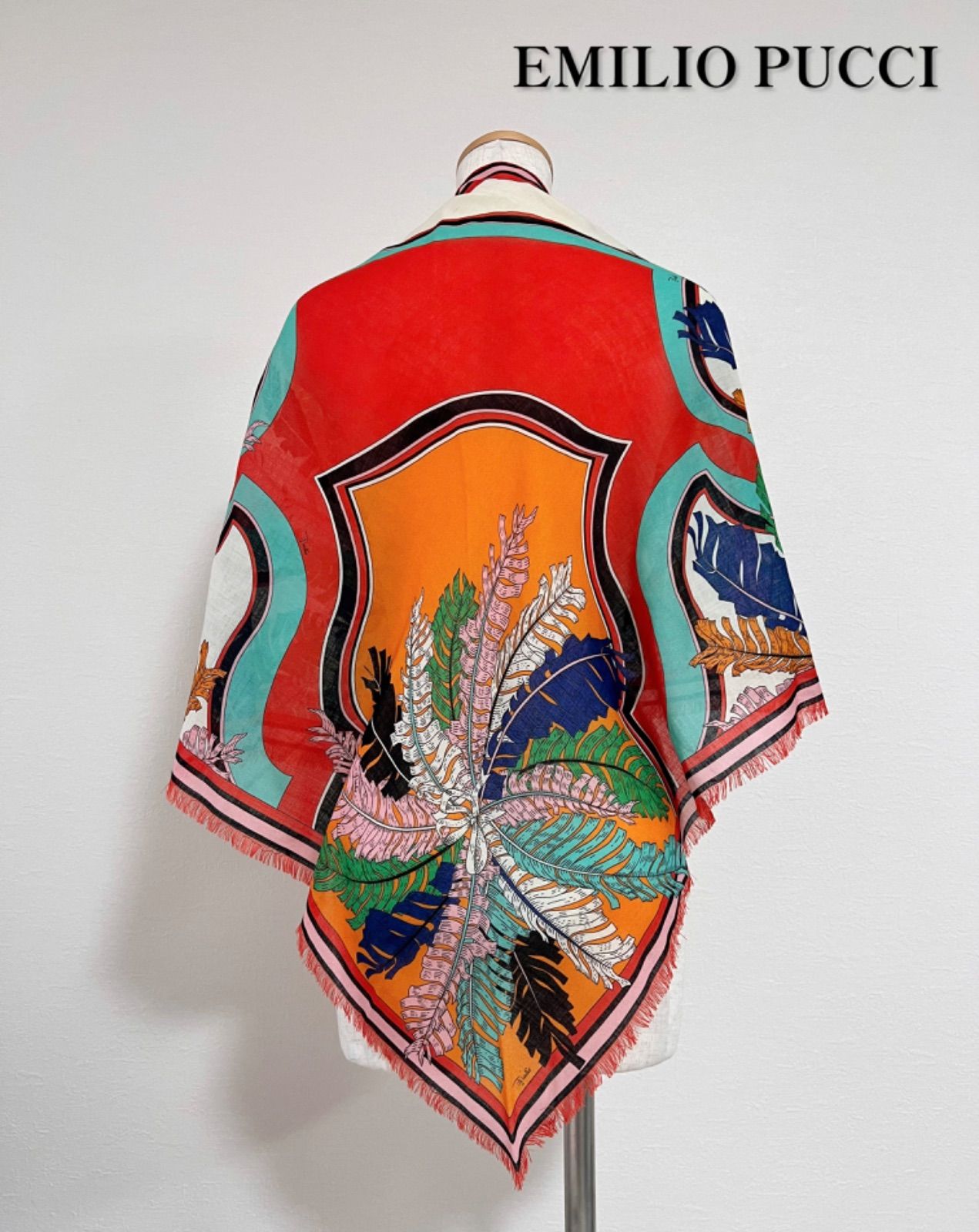 HERMES ヒョウ柄 ブランケット大判ストール 約150x200cmカシミア