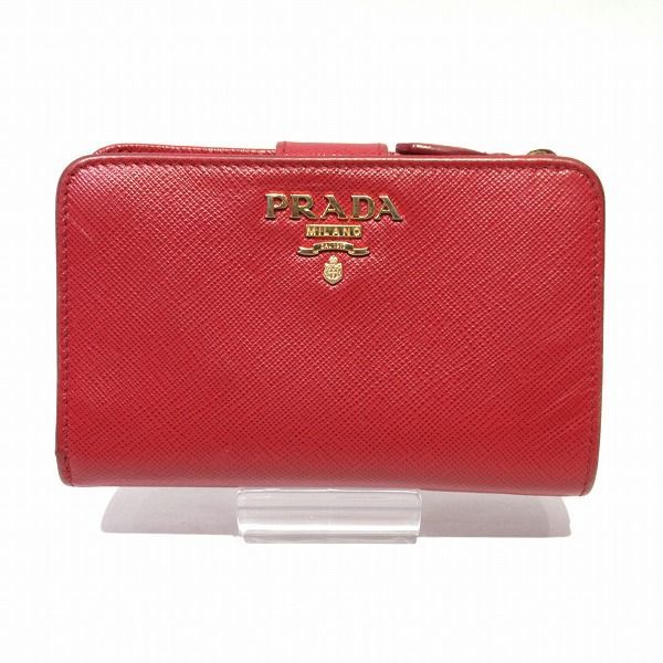 緑林シリーズ プラダ PRADA L字ファスナー 1ML225 レッド レザー 財布