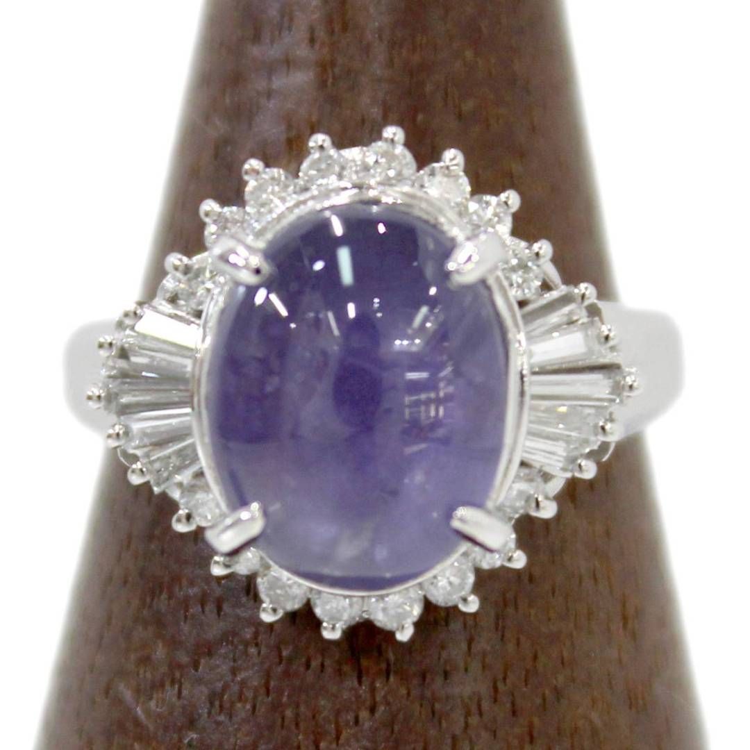 Pt900/プラチナリング 天然スターサファイア3.63ct ダイヤ0.43ct