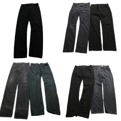 古着卸 まとめ売り リーバイス 501 デニム パンツ 7枚セット (メンズ W34 /W33 /W32 ) ブラックデニムMIX フェード ストレート MU1619