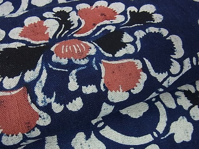 平和屋本店□極上 極上 浦野理一 経節紬 九寸名古屋帯 花唐草文 逸品  