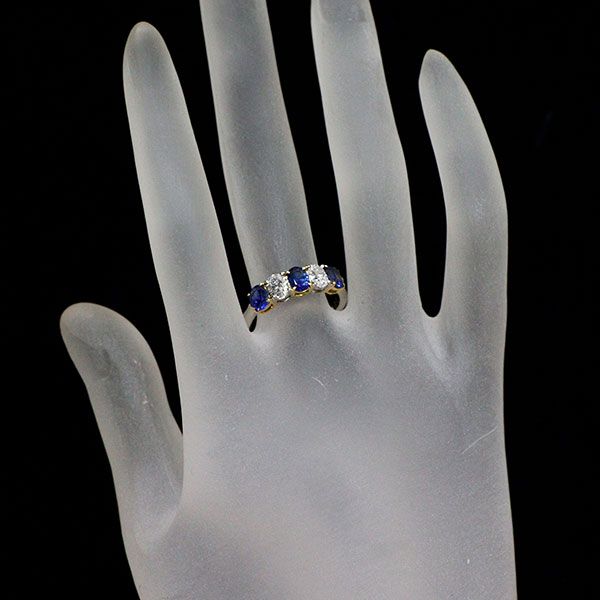 Pt900/ K18YG サファイア ダイヤモンド リング 1.22ct D0.65ct