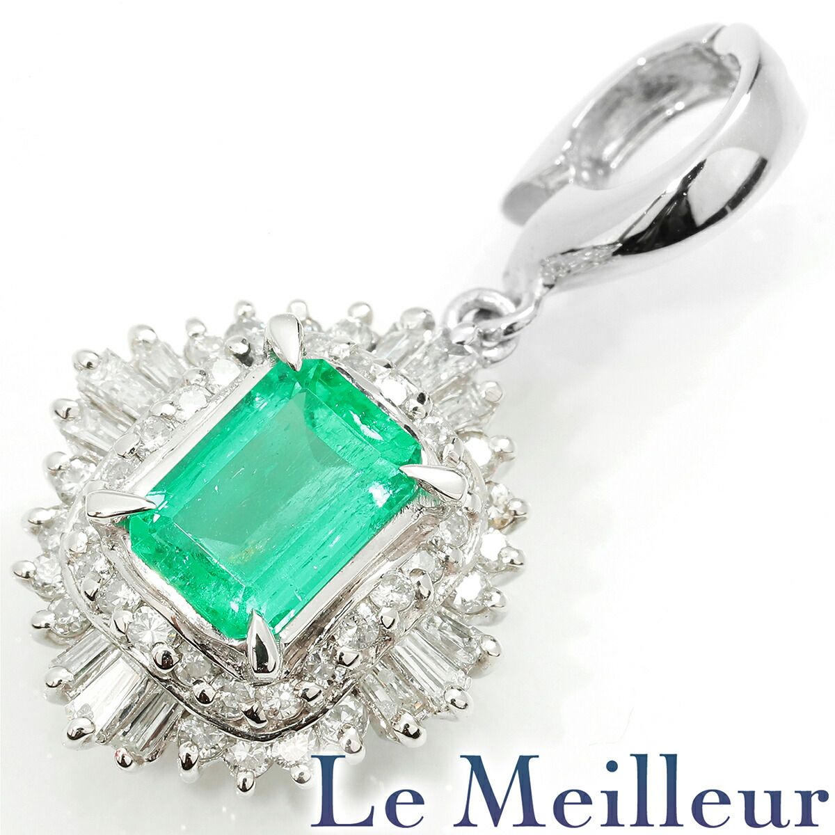 ペンダントトップ エメラルド 0.82ct ダイヤモンド 0.45ct Pt900