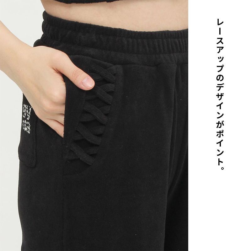 【即納】Square gydaパイルパンツ GYDA ジェイダ 072430792501 gyda レディース パンツ ボトムス ウエストゴム ゆったり フリーサイズ 黒 ブラック  フルレングス 無地 セクシー カジュアル GYDA パンツ 新品 正規品