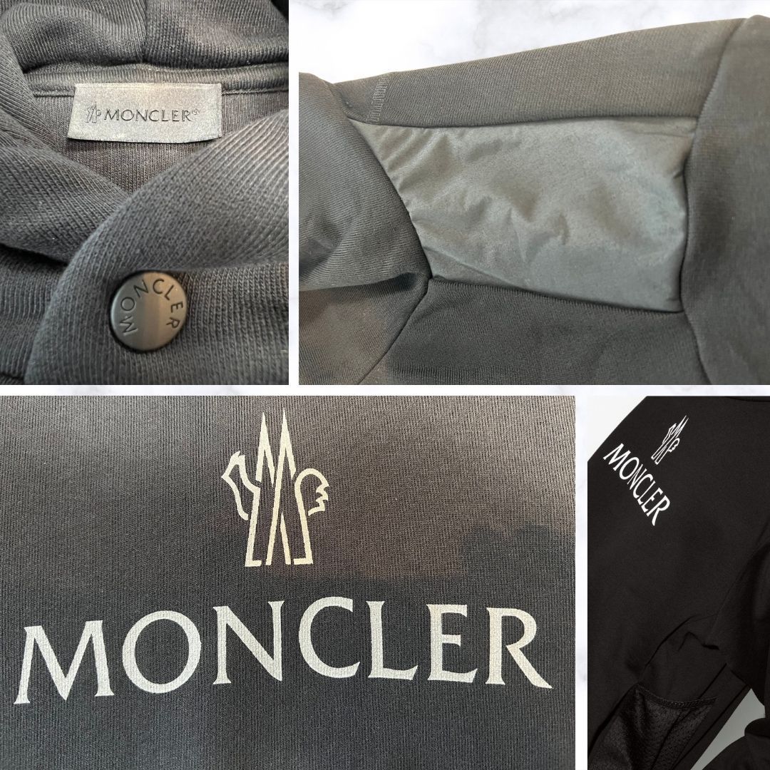 【新品未使用タグ付き】MONCLER ロゴパッチ パーカー　S　Black MONCLER モンクレール パーカー フーディー ロゴ 黒 白 ブラック