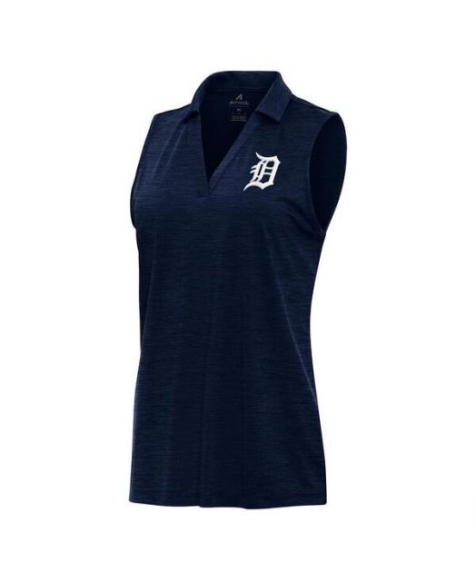 送料無料 アンティグア レディース ポロシャツ トップス Women s Heather Navy Detroit Tigers Layout Sleeveless Polo Shirt Heather Navy