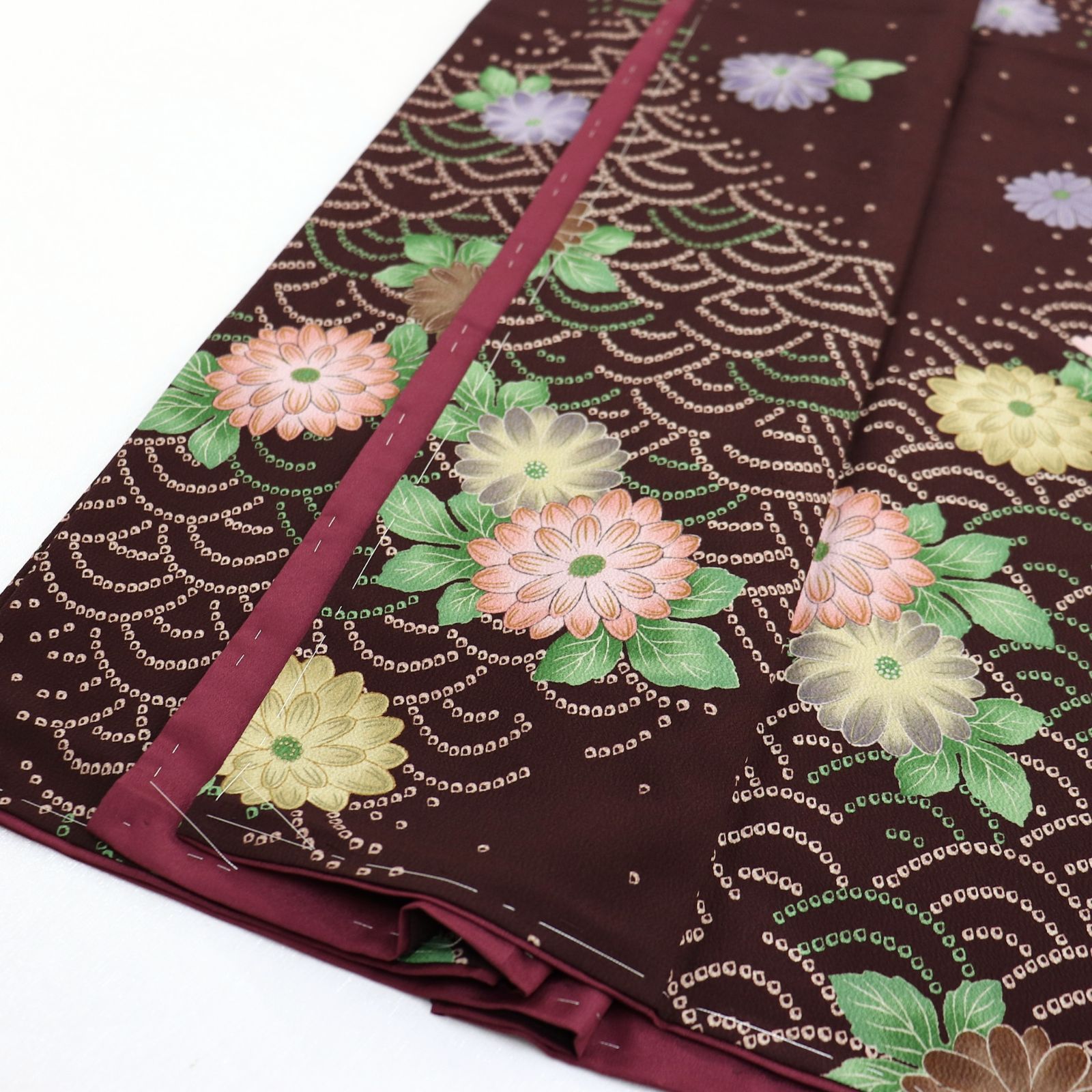 三日月とうさぎ a0505 洗える着物 付下げ小紋 菊に青海波 WWW_MORNINGWALKER_COM