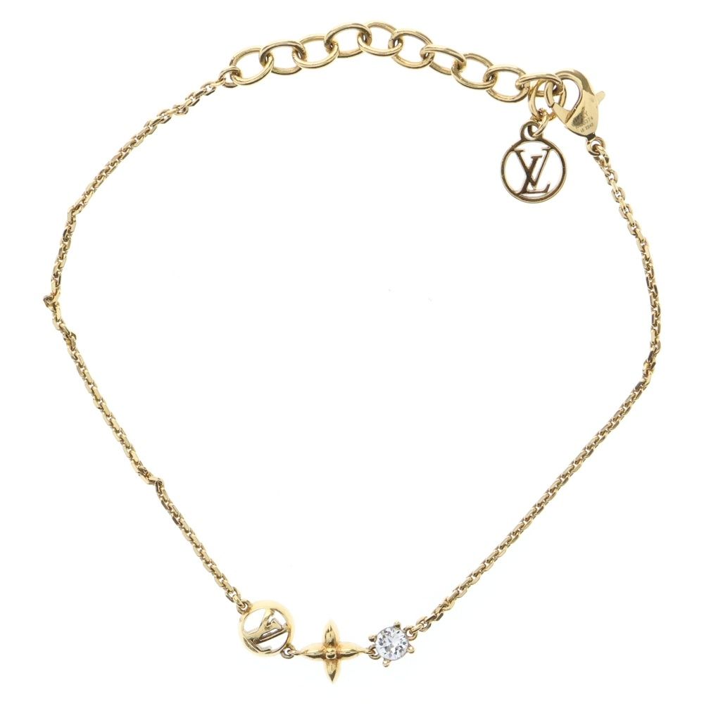極美品ルイヴィトンプティルイブレスレットゴールドモノグラムロゴ