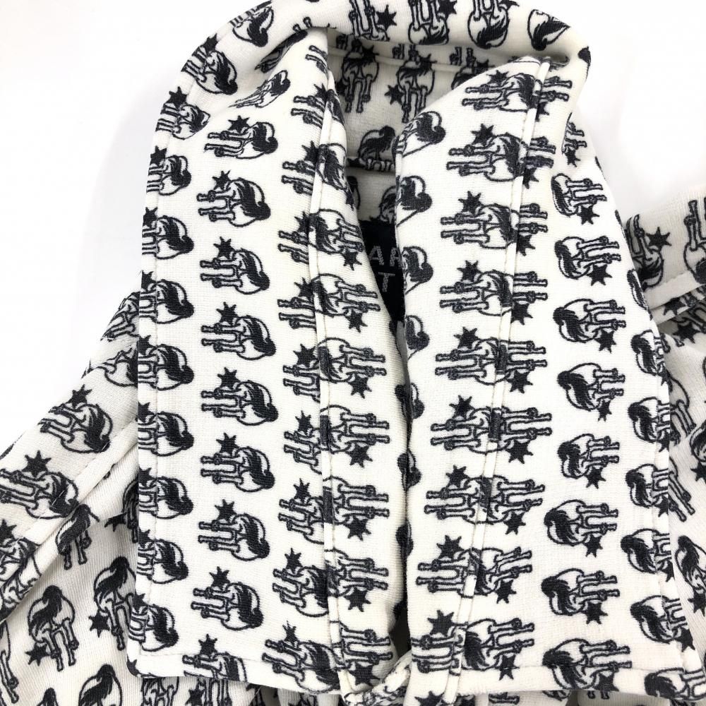 パーリーゲイツ 長袖ポロシャツ 白×黒 馬柄 胸ポケット メンズ 4(M