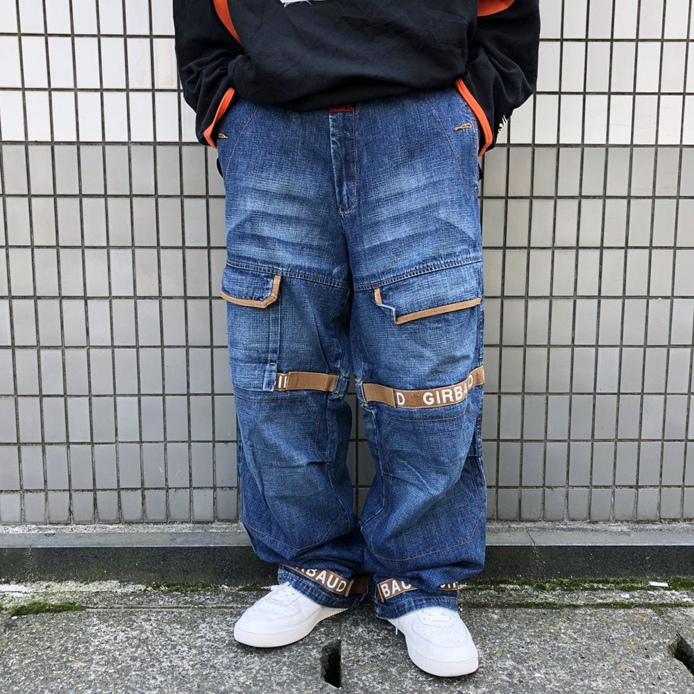 美品‼️ 着画 ジルボー デニム シャトルパンツGIRBAUD B系 HIPHOP 美品‼️ 着画 ジルボー デニム シャトルパンツGIRBAUD B系