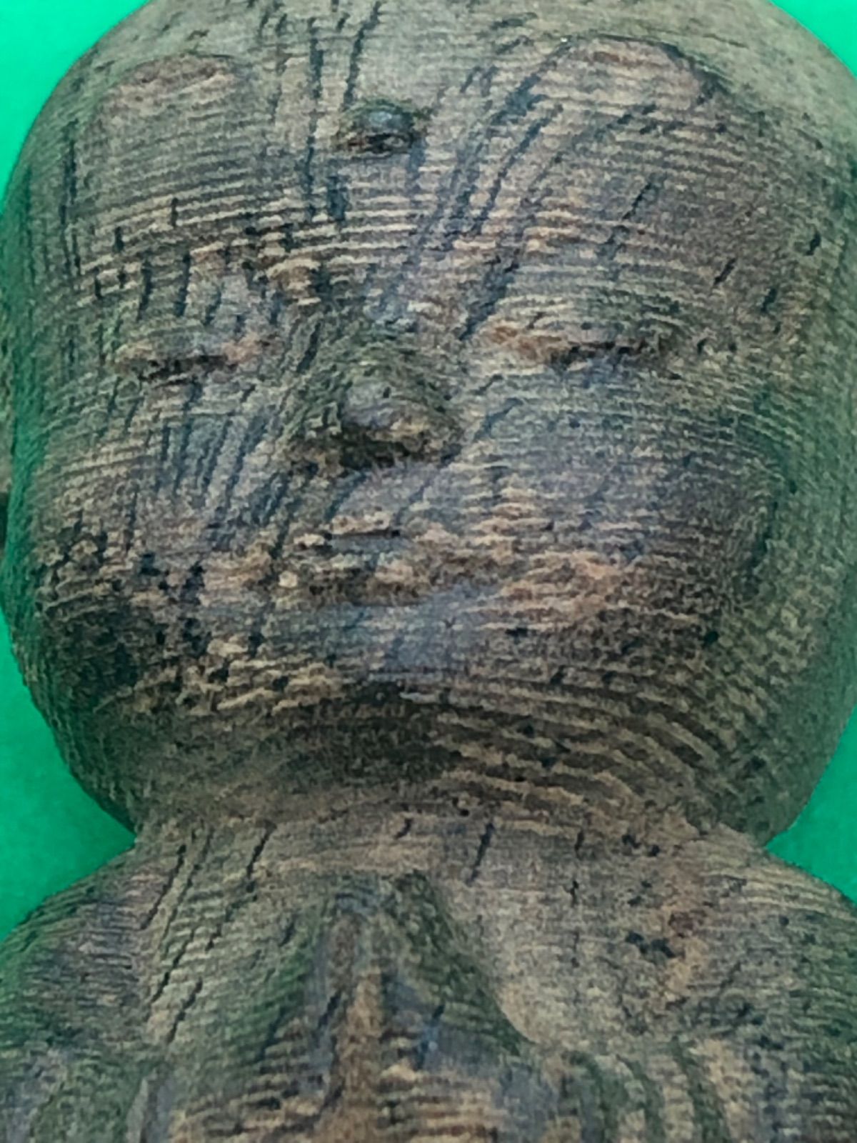黄龍玉 精工彫刻山水人物 ハンドル 4633