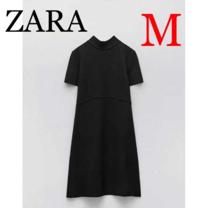 ZARA ハイネック ニット ショートワンピース ブラック M - メルカリ