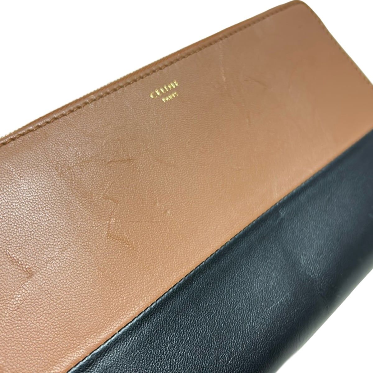 CELINE(セリーヌ) 長財布 - ブラウン×黒 ラウンドファスナー