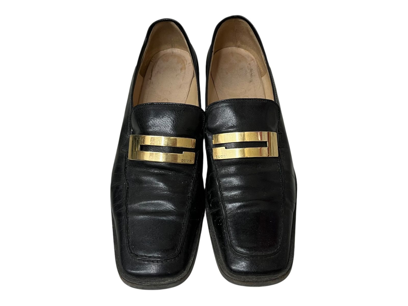 GUCCI (グッチ) ローファー パンプス スクエアトゥ Gロゴ ゴールド金具