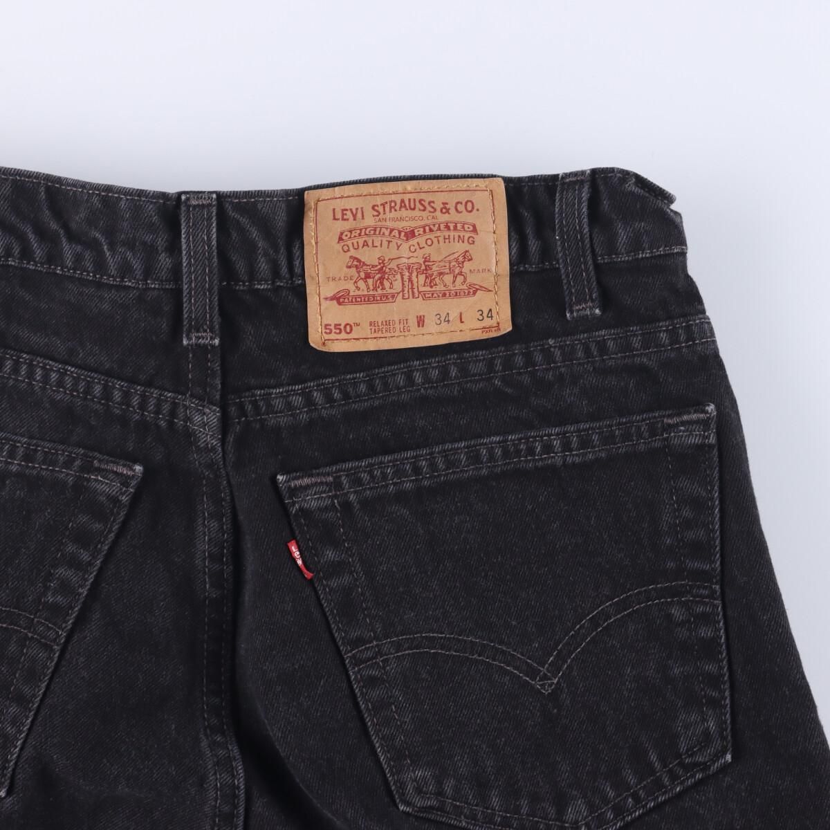 90年代 リーバイス Levi's 15951 RELAXED FIT TAPERED LEG ブラックジーンズ テーパードデニムパンツ レディースL(w27) ヴィンテージ /eaa319992