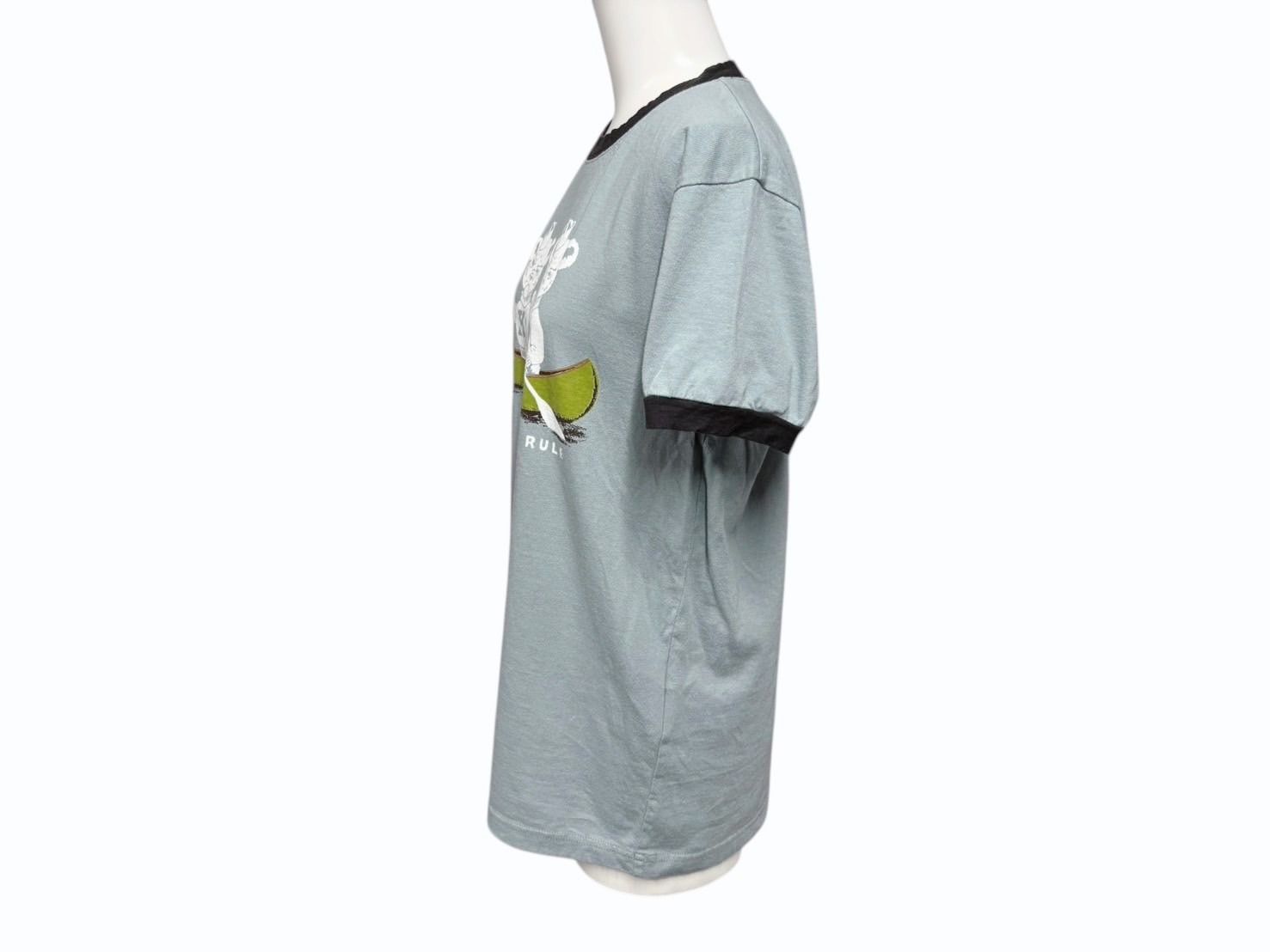 新品未使用 KAPITAL キャピタル 20/-天竺 リンガーT(K'BEARpt) Tシャツ K2502SC017 ブラック ブルー サイズ1 中古 4b007551 新品未使用 KAPITAL キャピタル 20/-天竺 リンガーT(K'BEARpt) Tシャツ