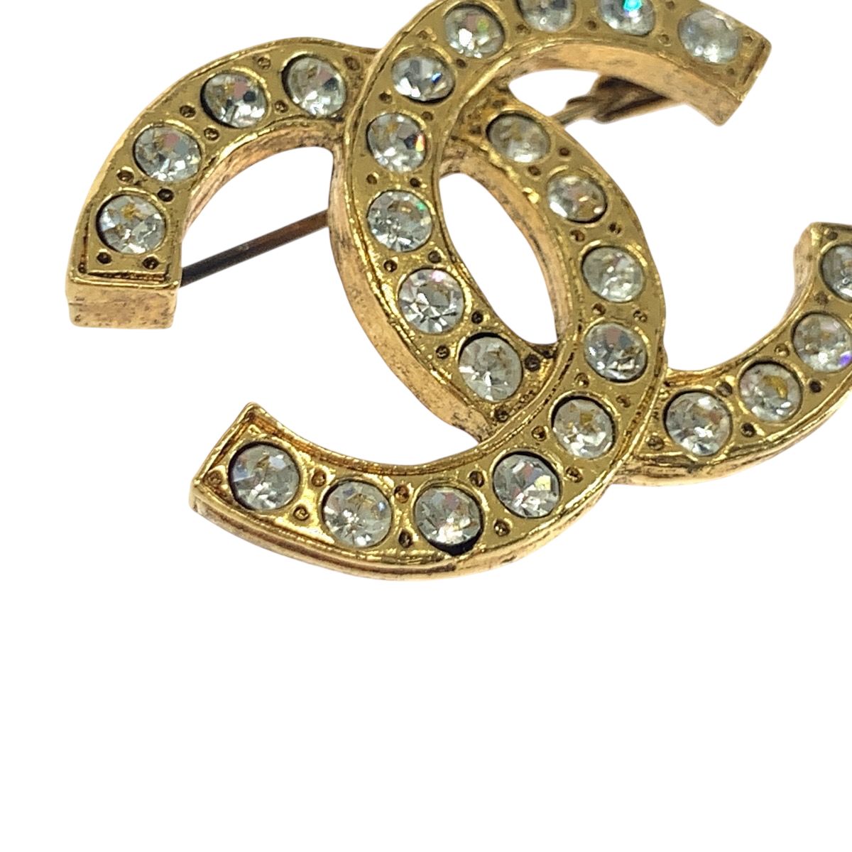 CHANEL シャネル ヴィンテージ ココマーク ラインストーン ゴールド