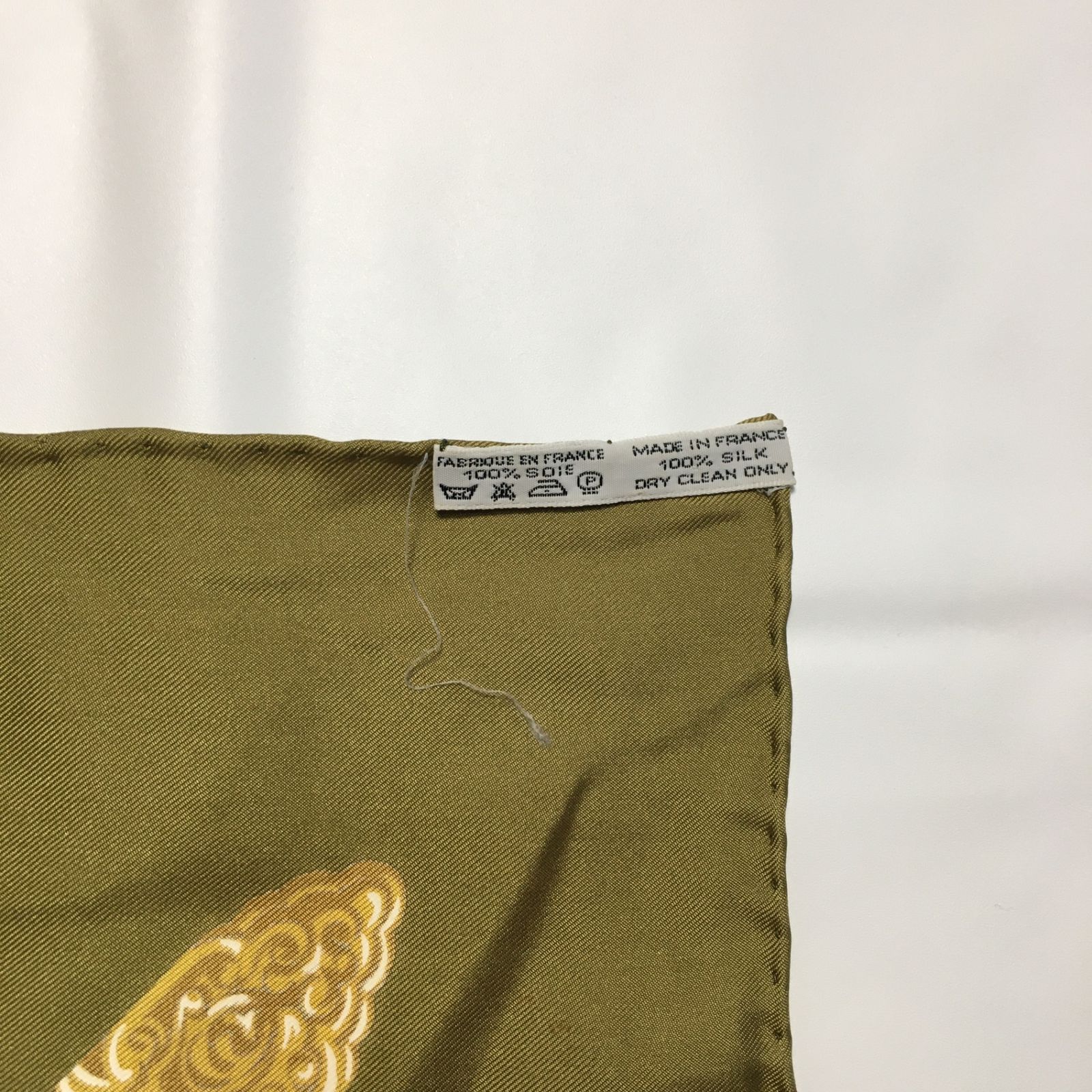 2506-223｜エルメス カレ 90 スカーフ シルク オリーブグリーン