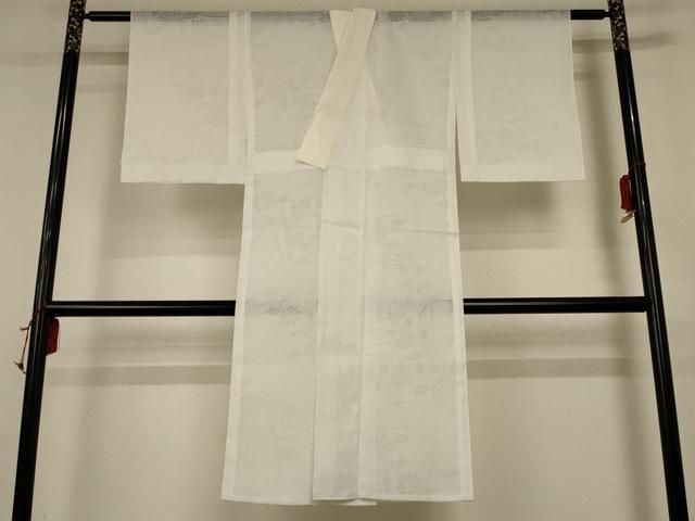 平和屋着物*夏物 長襦袢 草花紋紗 白色 洗える着物 AABC3462jd