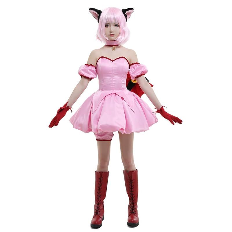在庫セール Miccostumes 女性 アニメ コスチューム ねこ コスプレ 衣装 可愛い ピンク スカート L