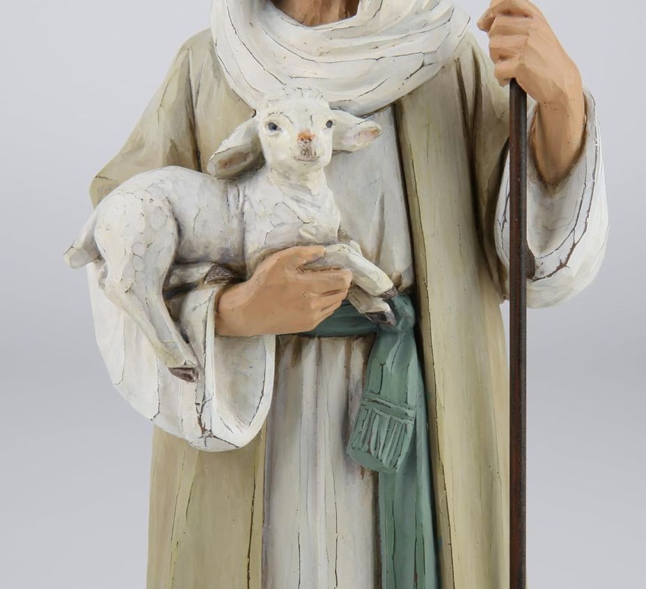 善き羊飼いの像 子羊を抱くイエス 9.5インチ 宗教的モダンホームデコレーション 置物 屋内卓上 宗教的ギフト NEXPOTALLINN_EU
