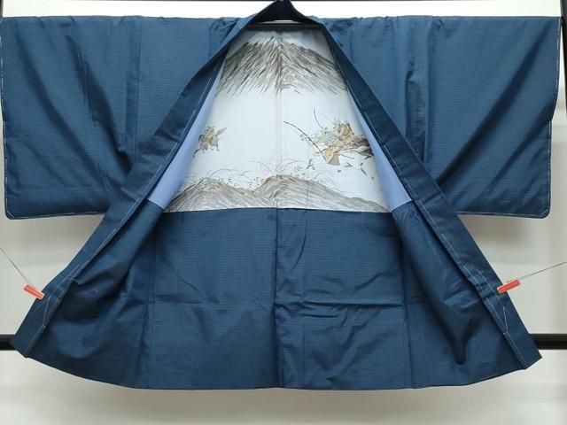 平和屋着物●男性　生つむぎ　アンサンブル　濃紺色　証紙付き　正絹　逸品　未使用　CAAT6825vf 平和屋着物○男性 生つむぎ アンサンブル 濃紺色 証紙付き 正絹 逸品