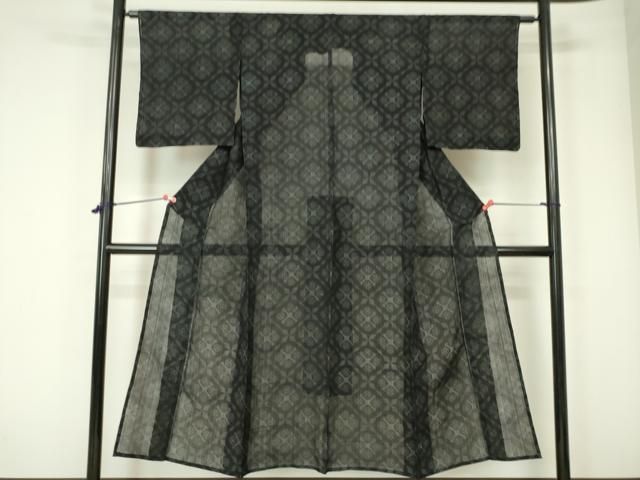 平和屋着物＊夏物 結城紬 夏結城 唐草文 正絹 逸品 AABA5793sx