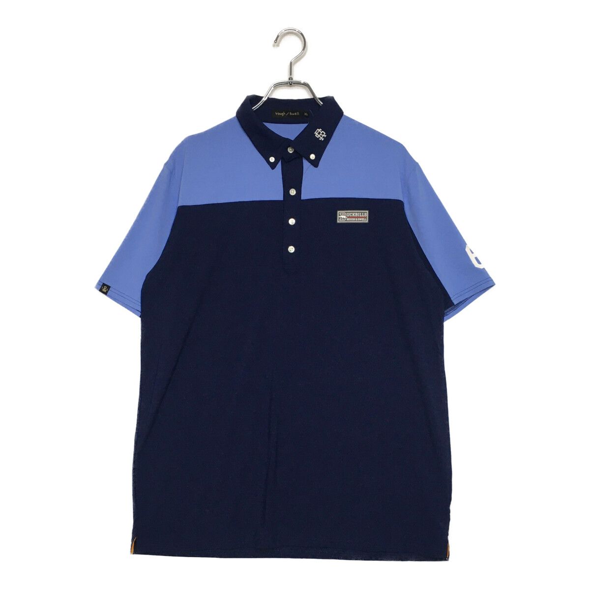 メンズ ラフ＆スウェル rough-swell 半袖ポロシャツ XL 紺 ネイビー ストレッチ ボタンダウン