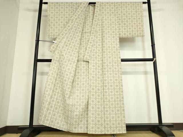 平和屋着物▽結城紬　単衣　風景牡丹文　正絹　逸品　DAAV5029az 平和屋着物▽結城紬 単衣 風景牡丹文 正絹 逸品 DAAV5029az