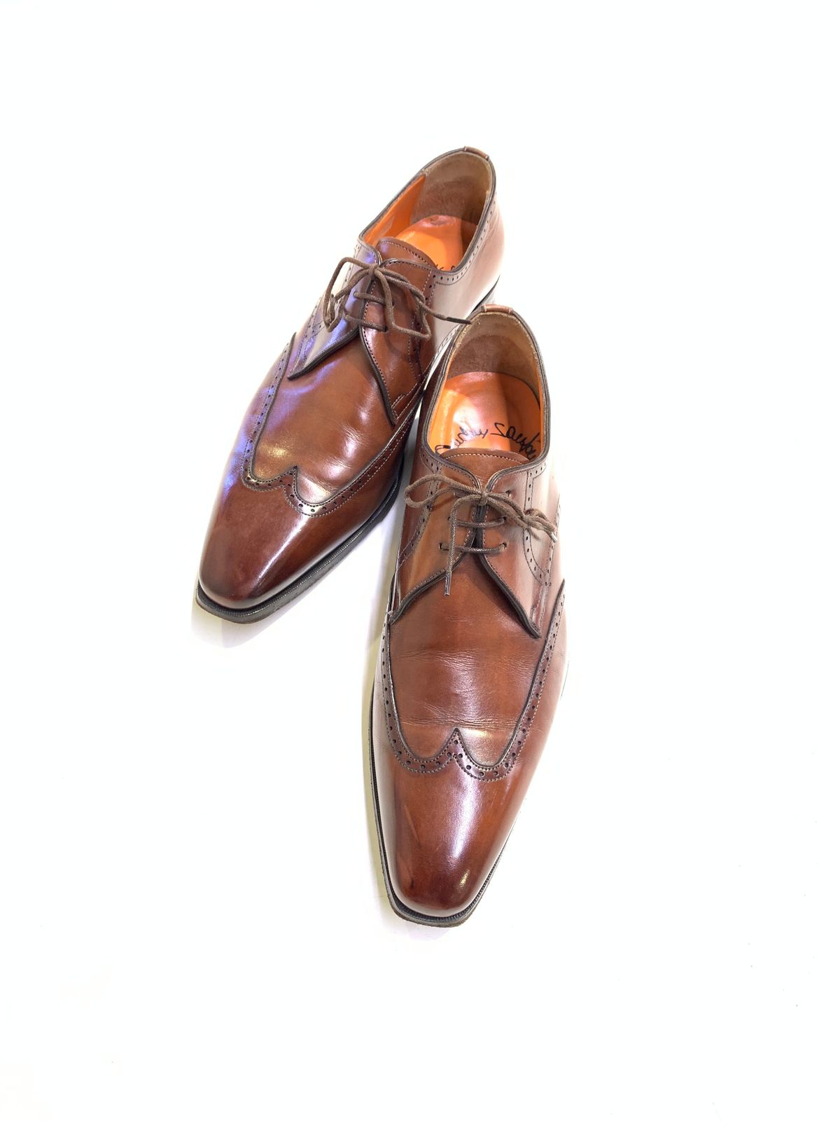 Santoni ウィングチップ レザーシューズ 7.5 SANTONI サントーニ 7646 レザービジネスシューズ 革靴 ウィングチップ