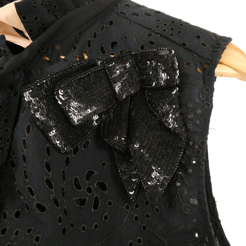 N°21 - 美品 N°21 ヌメロヴェントゥーノ リボンブローチ付き レース ブラウス ブラウス 42(M) コットン100％ ノースリーブ レディース AT1844A4 美品 N°21 ヌメロヴェントゥーノ リボンブローチ付き レース