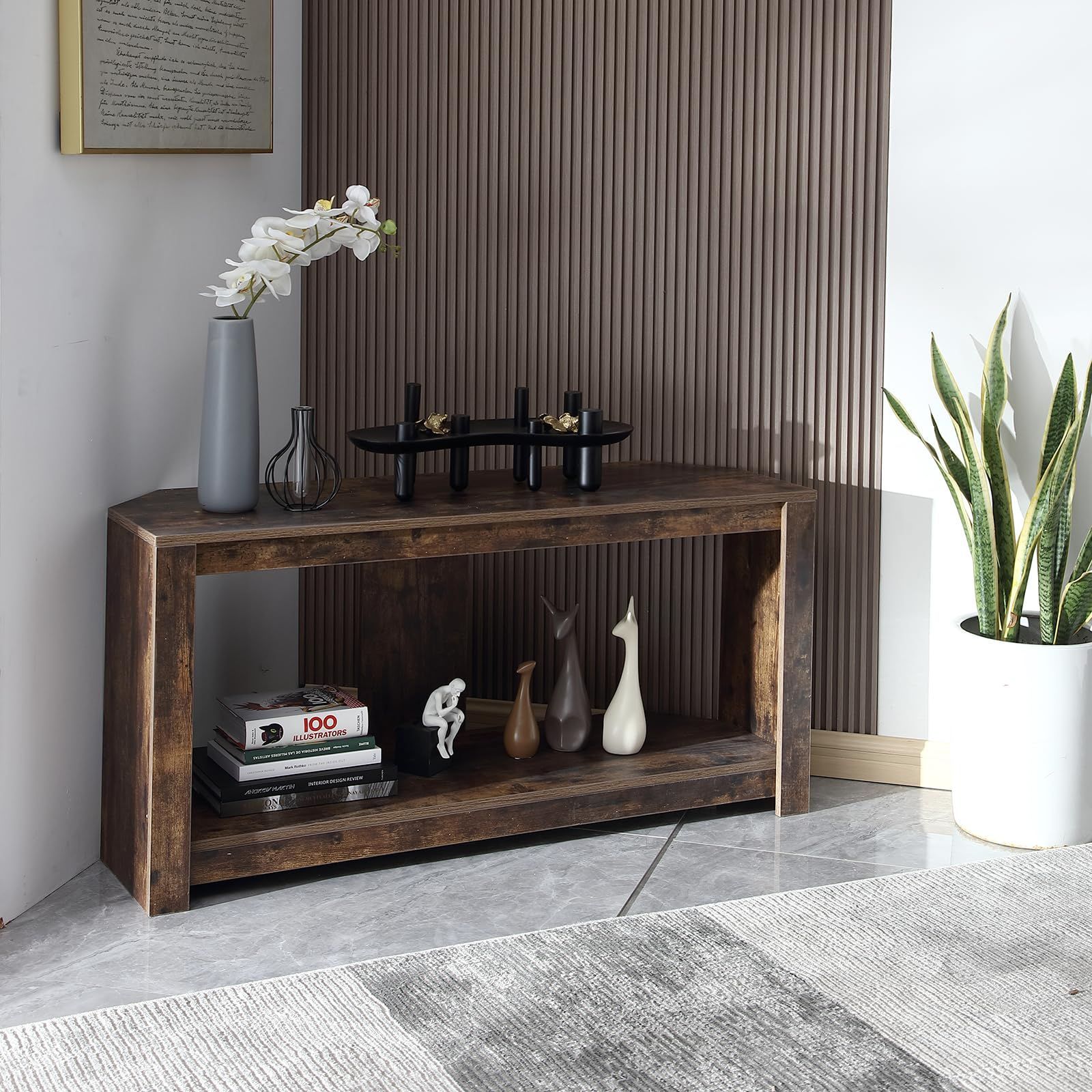 幅115×奥行40×高さ55cm テレビラック コーナーラック 角置き 木製 コーナーリビング収納 TV台 簡単組み立て テレビボード コーナー FUNROLUX ローボード テレビ台