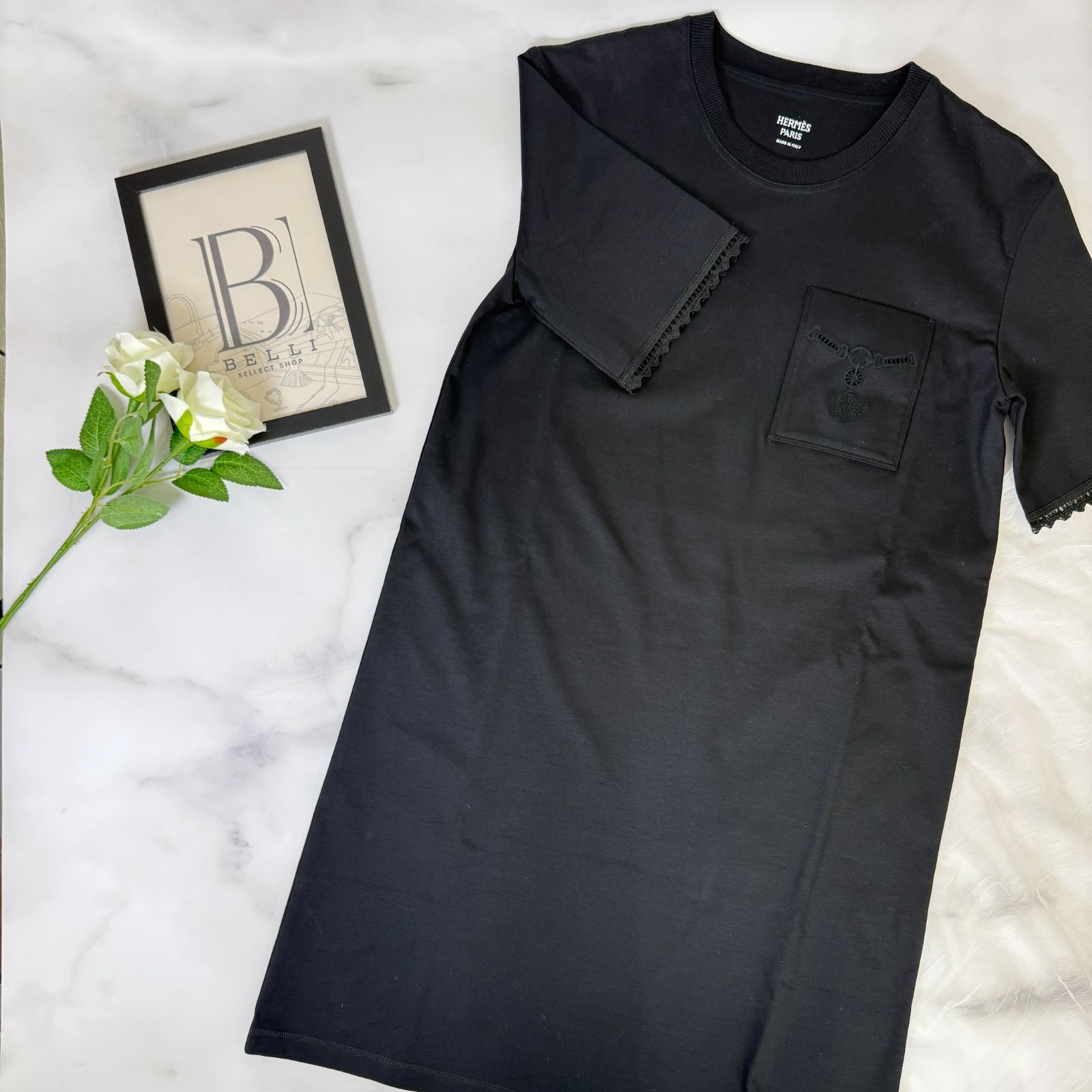 たろ⭐︎未使用エルメス34ワンピース 鑑定済み【 美品 】エルメス 《 Embroidered pocket flared