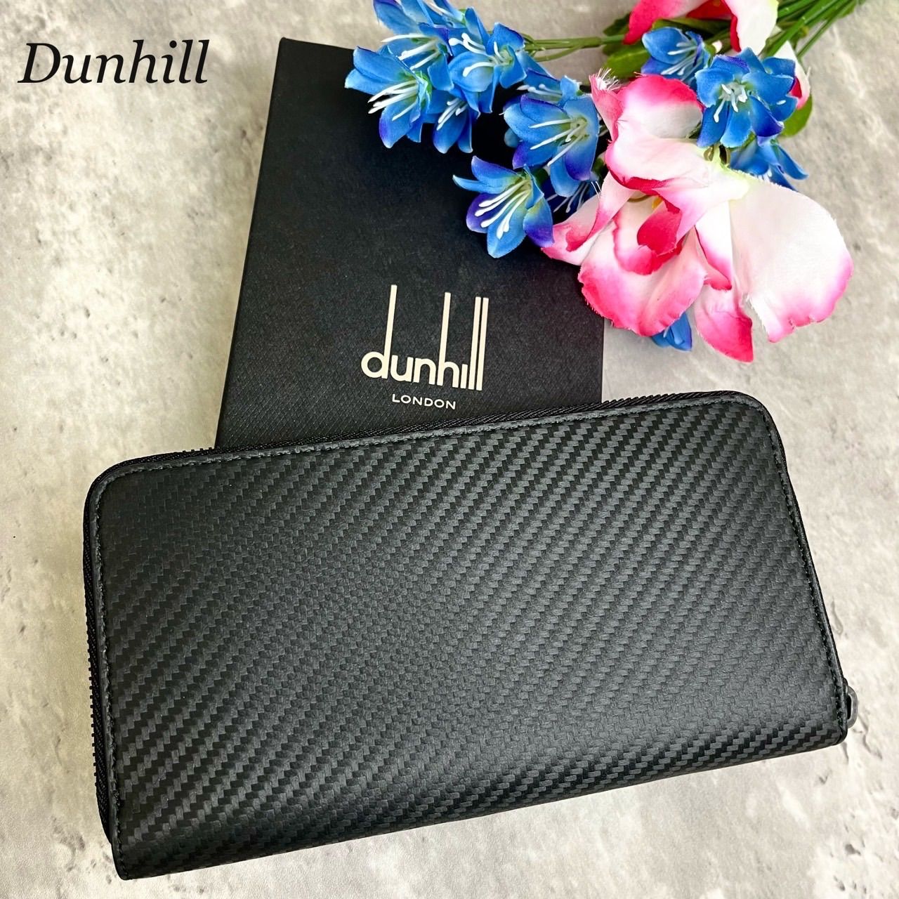 ✨極美品✨ dunhill ダンヒル 長財布 ラウンドファスナー ロングウォレット シャーシ ロゴ型押し レザー メンズ ブラック 黒色 - メルカリ